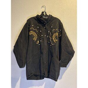 Vintage PADO Rockability Rhinestone Jean Jacket 80's Glam Country MEDIUM